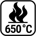 Symbol: Brandmodstandsevne: 650 °C.